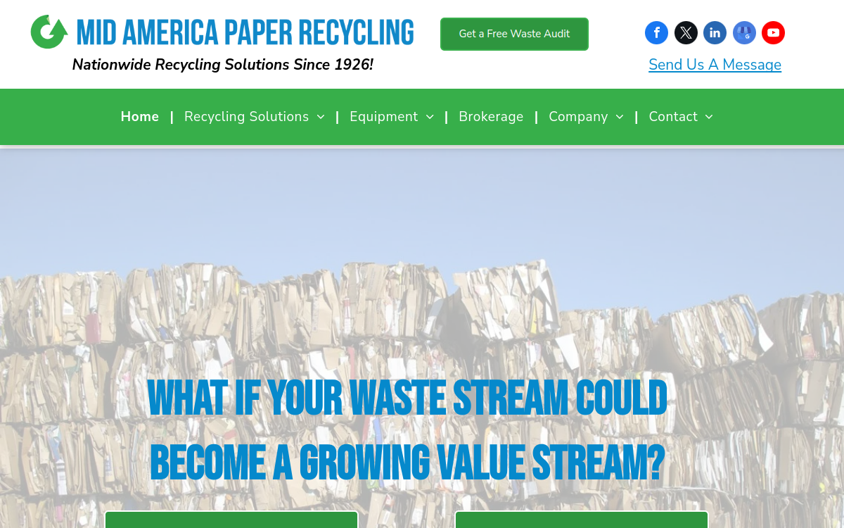 Mid America Paper Recycling Co website screenshot