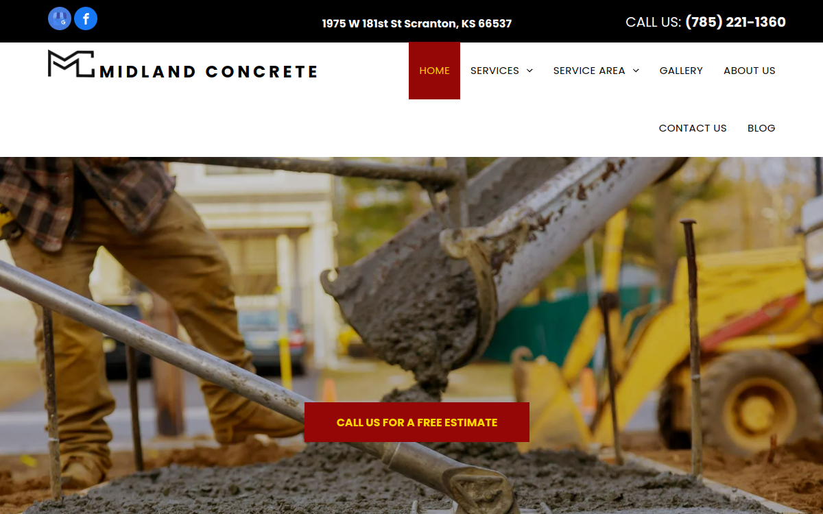 Midland Concrete website screenshot