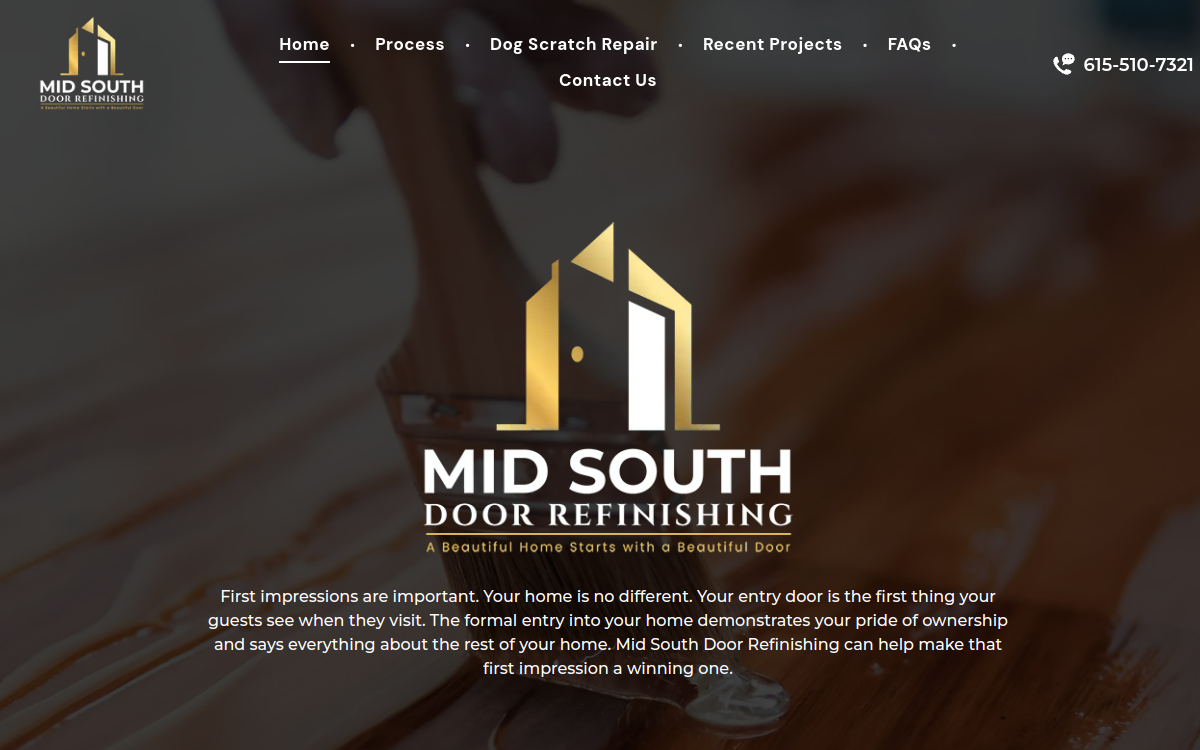 Mid South Door Refinishing website screenshot