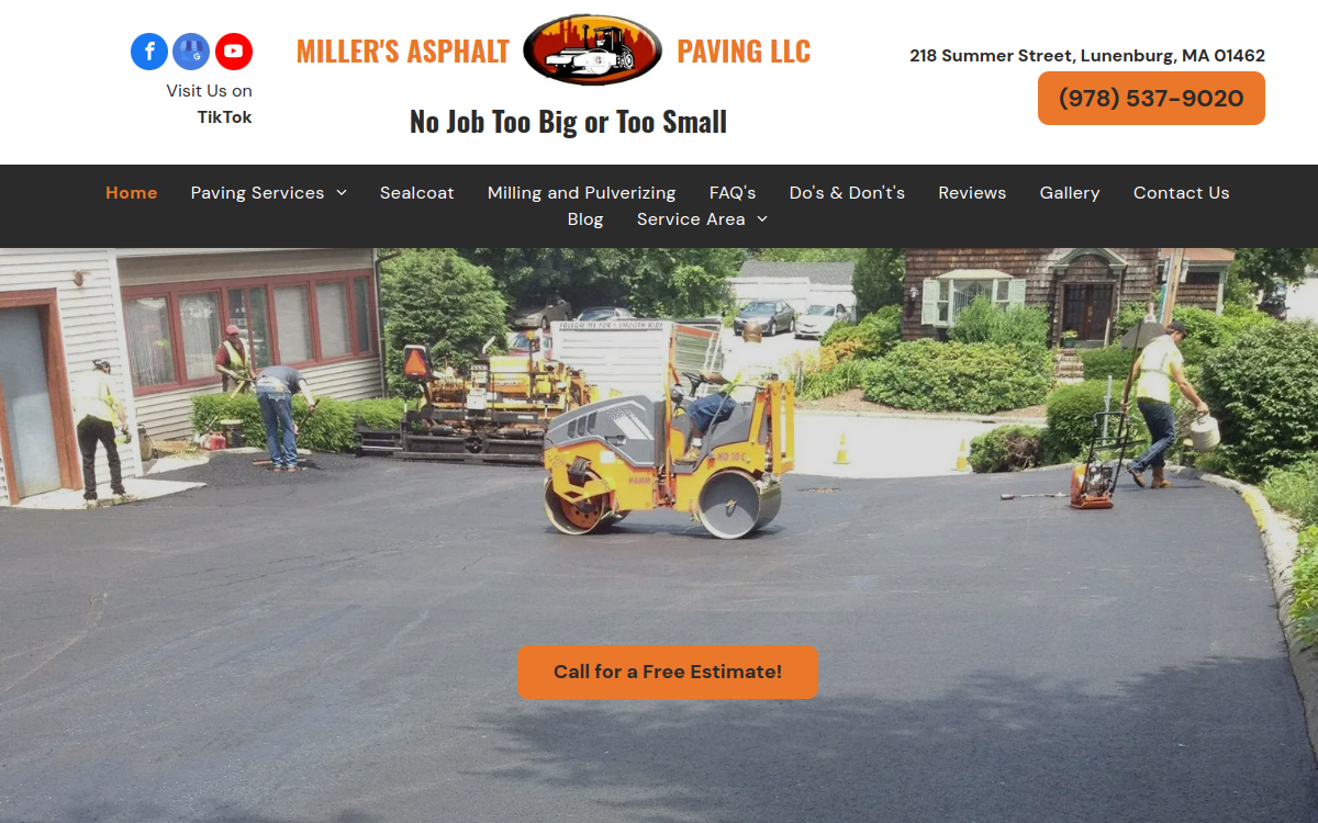 Miller Asphalt Paving website screenshot