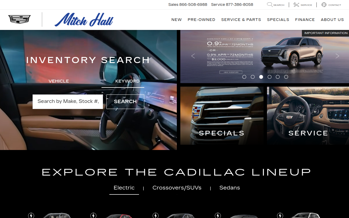 Mitch Hall Cadillac website screenshot