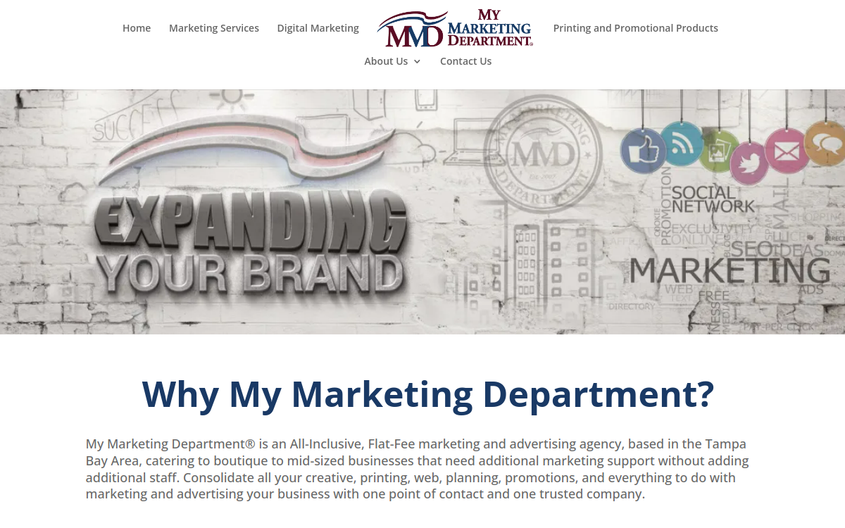 My Marketing Department, Inc. website screenshot