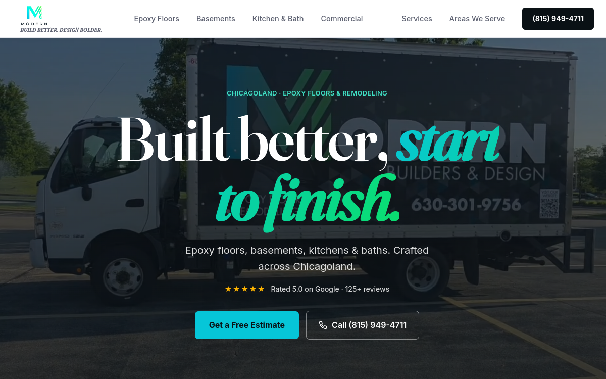 Modern Builders and Design website screenshot