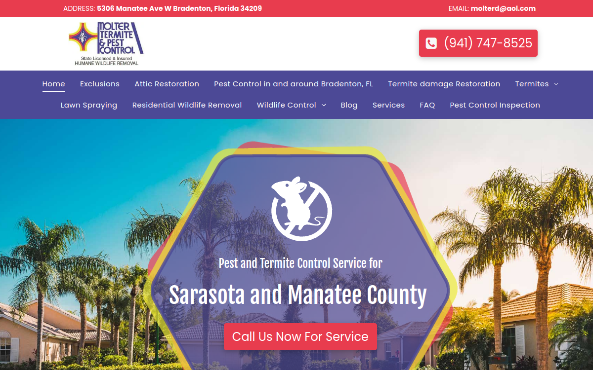 Molter Termite and Pest Control website screenshot