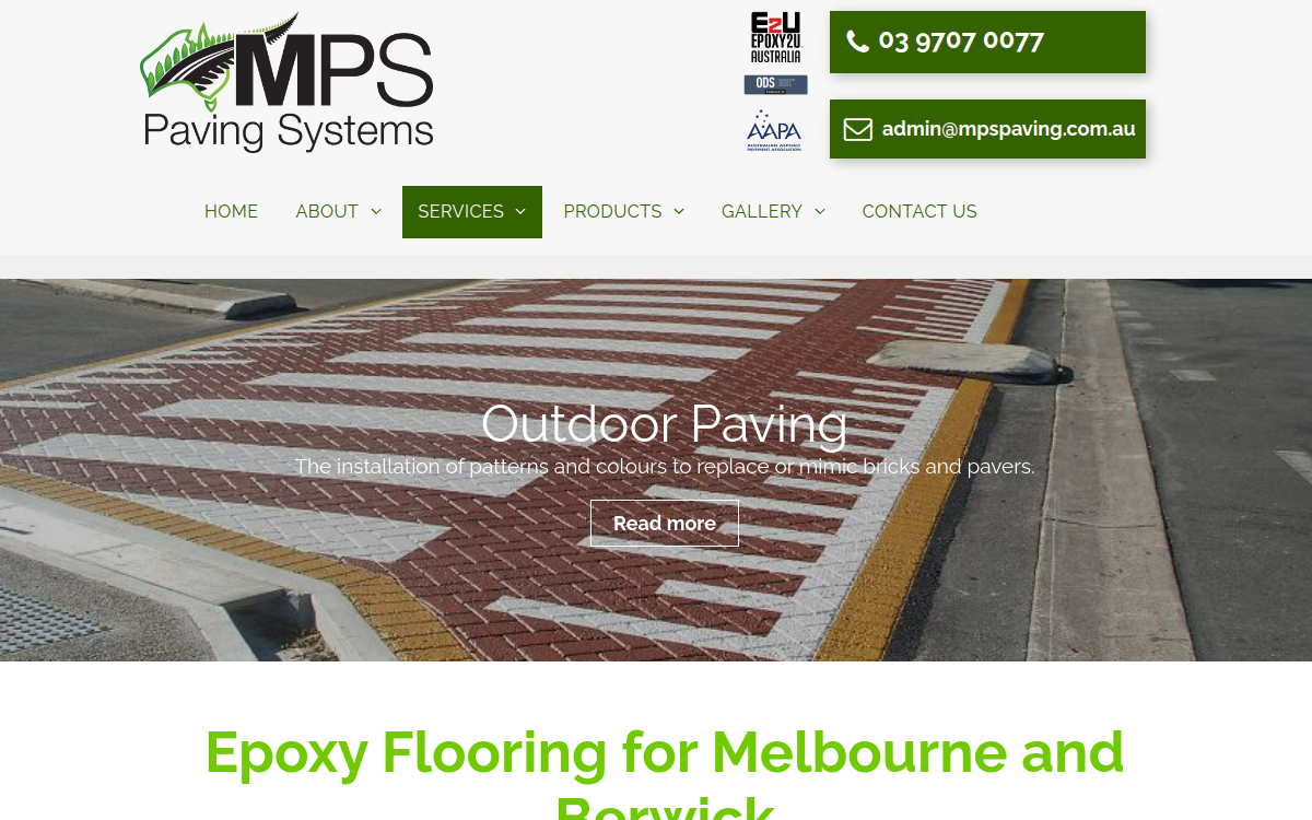 M.P.S Paving Systems Australia website screenshot
