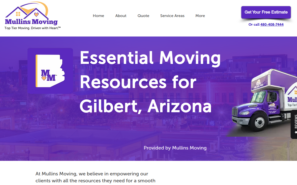 Mullins Moving website screenshot