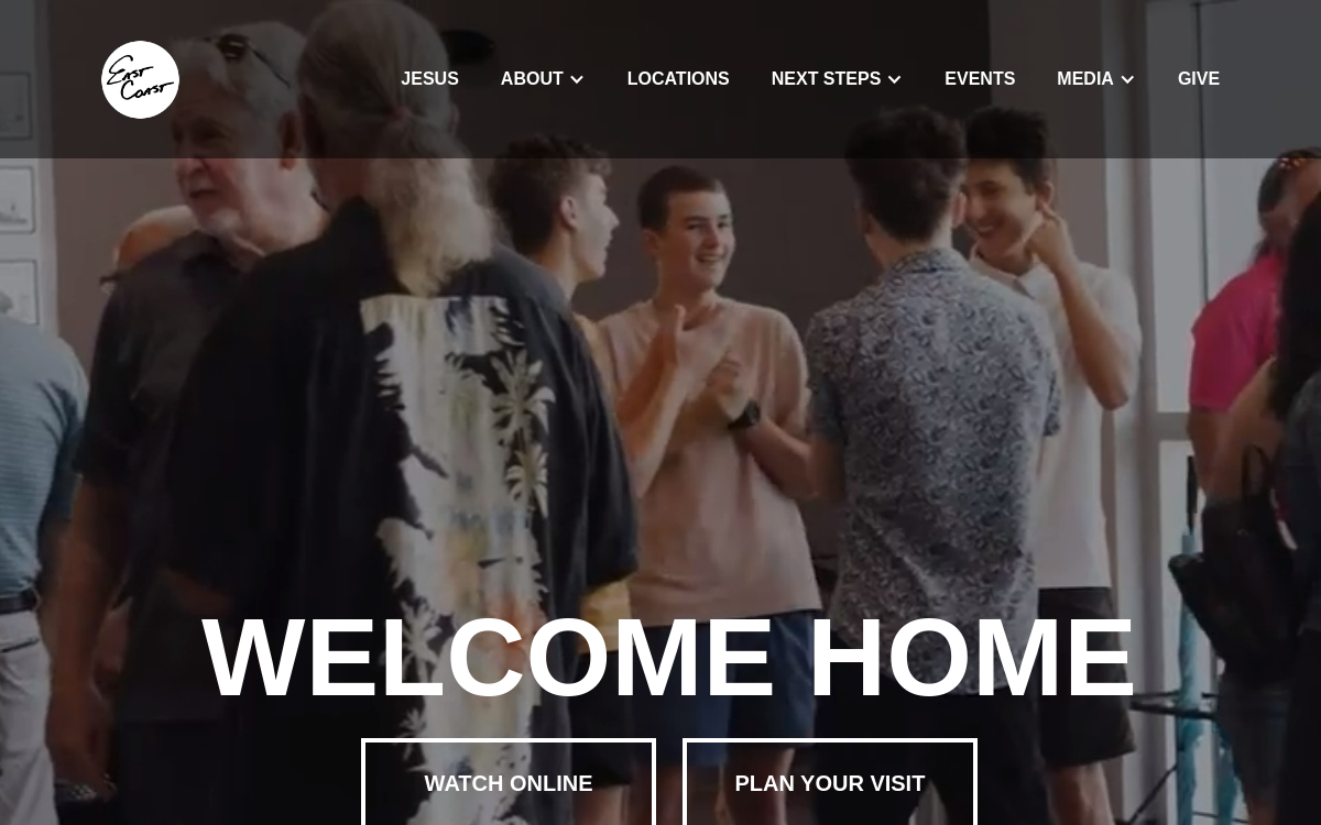 East Coast Church website screenshot