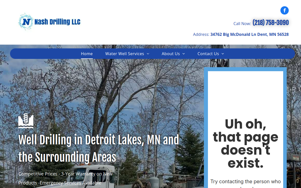Nash Drilling LLC website screenshot