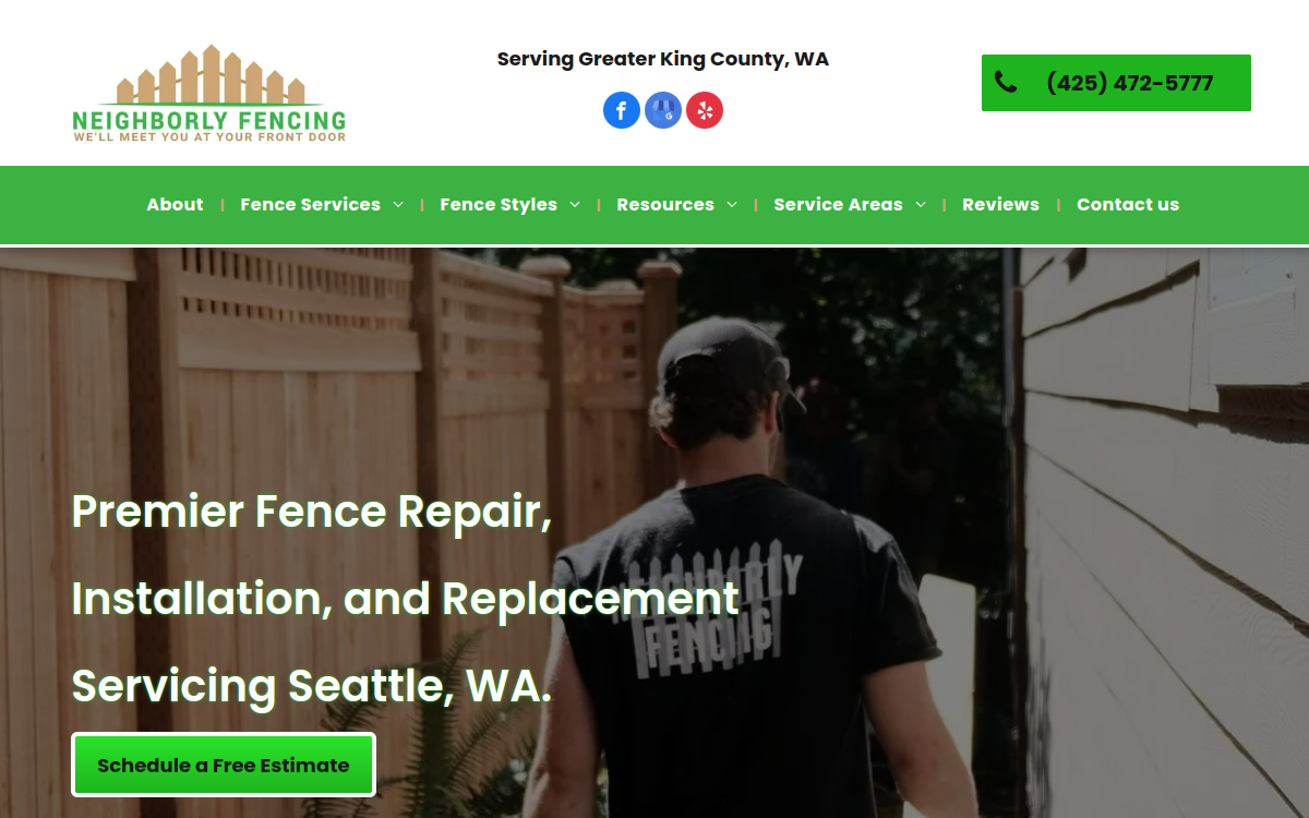 Neighborly Fencing website screenshot