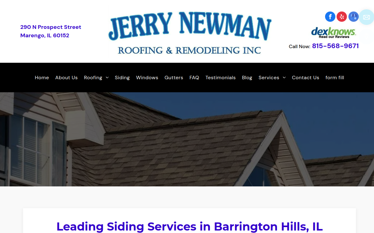 Jerry Newman Roofing & Remodeling Inc website screenshot