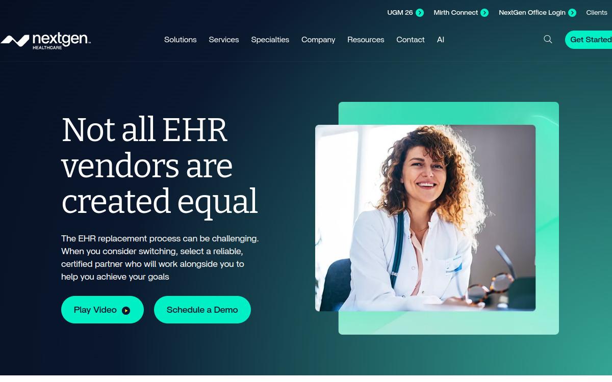 NextGen Healthcare EHR website screenshot