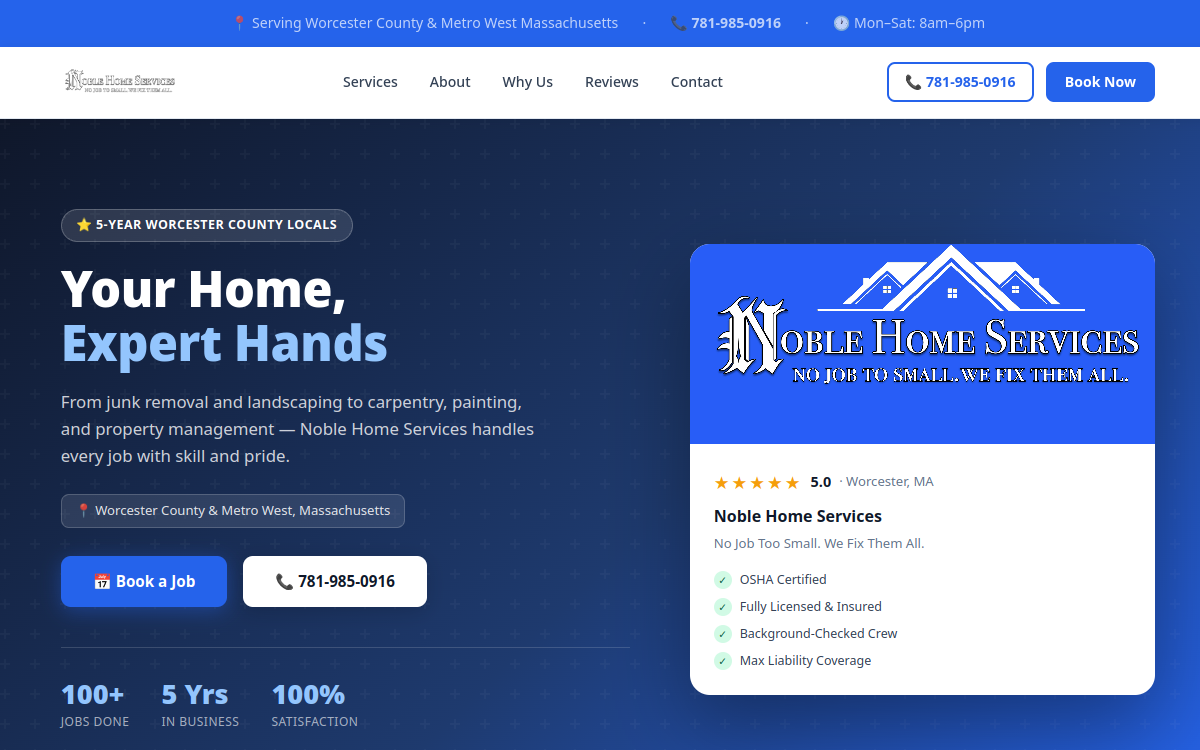 Noble Home Service website screenshot