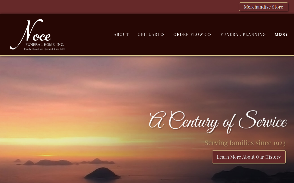 Noce Funeral Home, Inc website screenshot