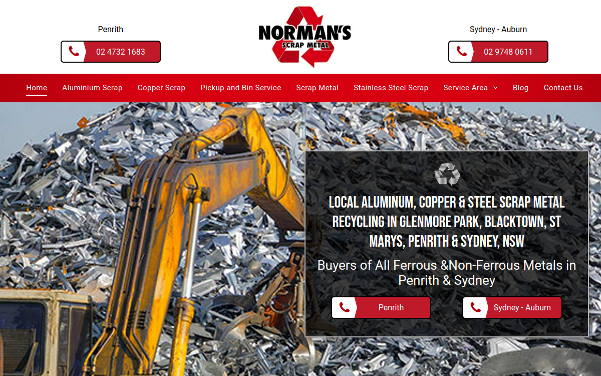 Norman's Scrap Metal website screenshot