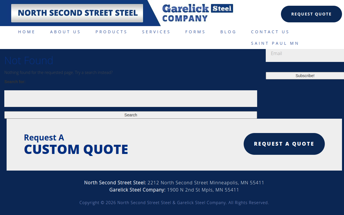 North Second Street Steel website screenshot