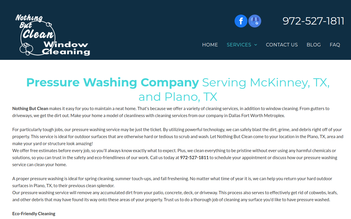 Nothing But Clean Window Cleaning website screenshot