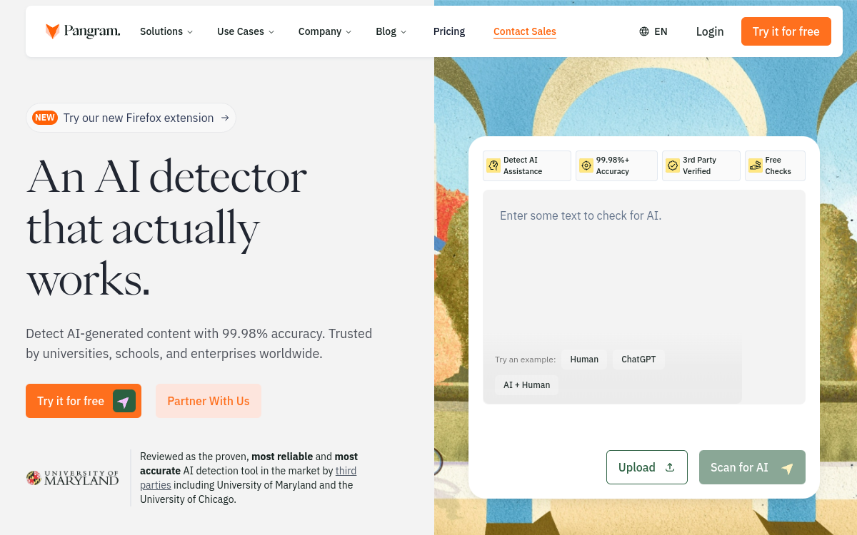 Screenshot di Pangram Labs