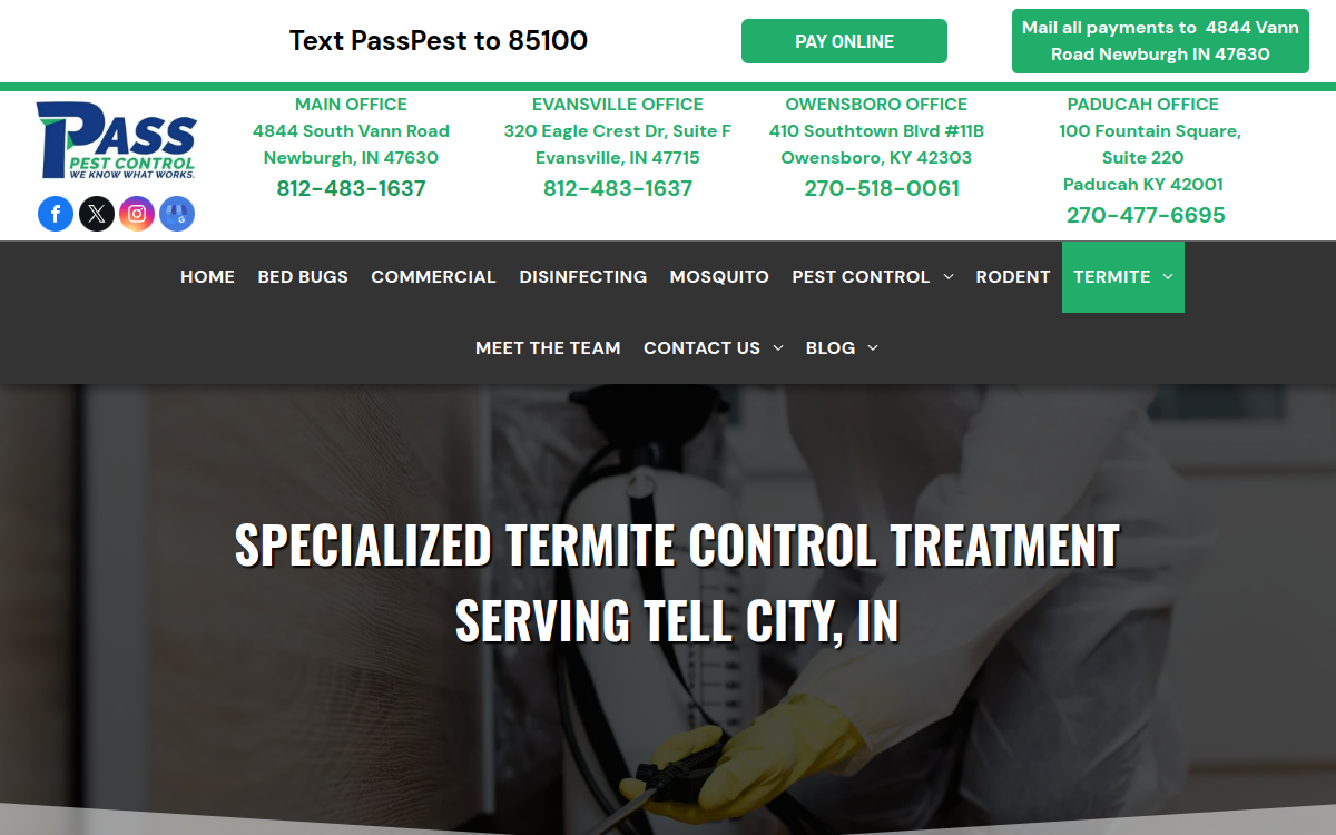 Pass Pest Control website screenshot