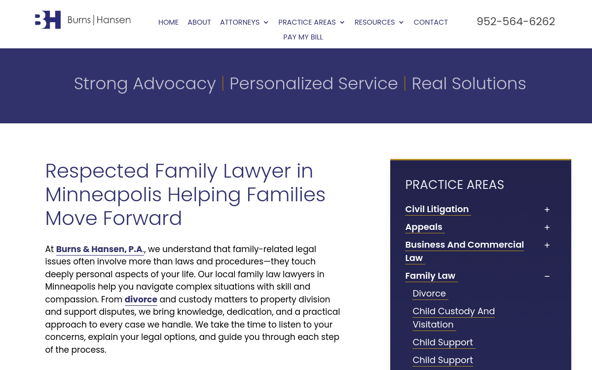 Burns & Hansen, P.A. website screenshot