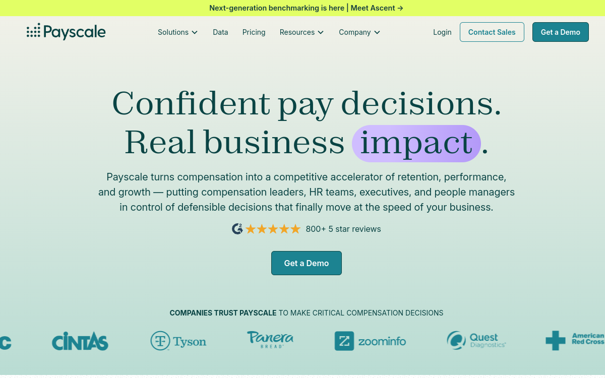 Payscale interface screenshot