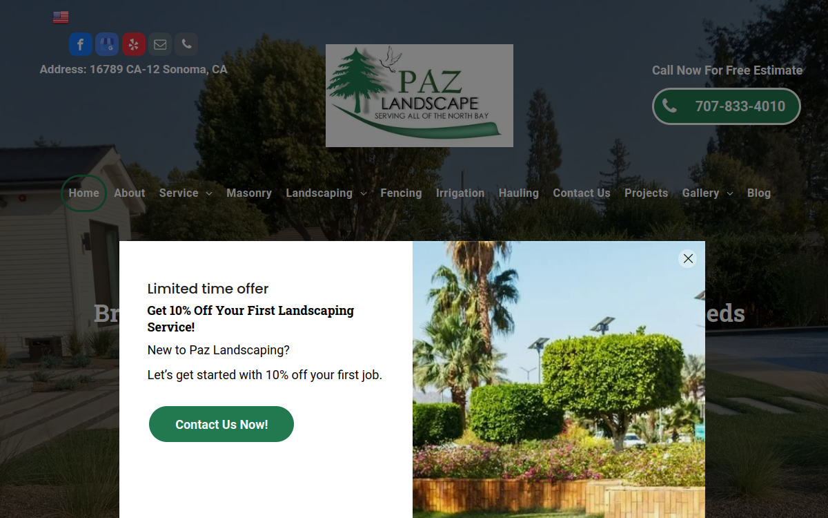 Paz Landscape website screenshot