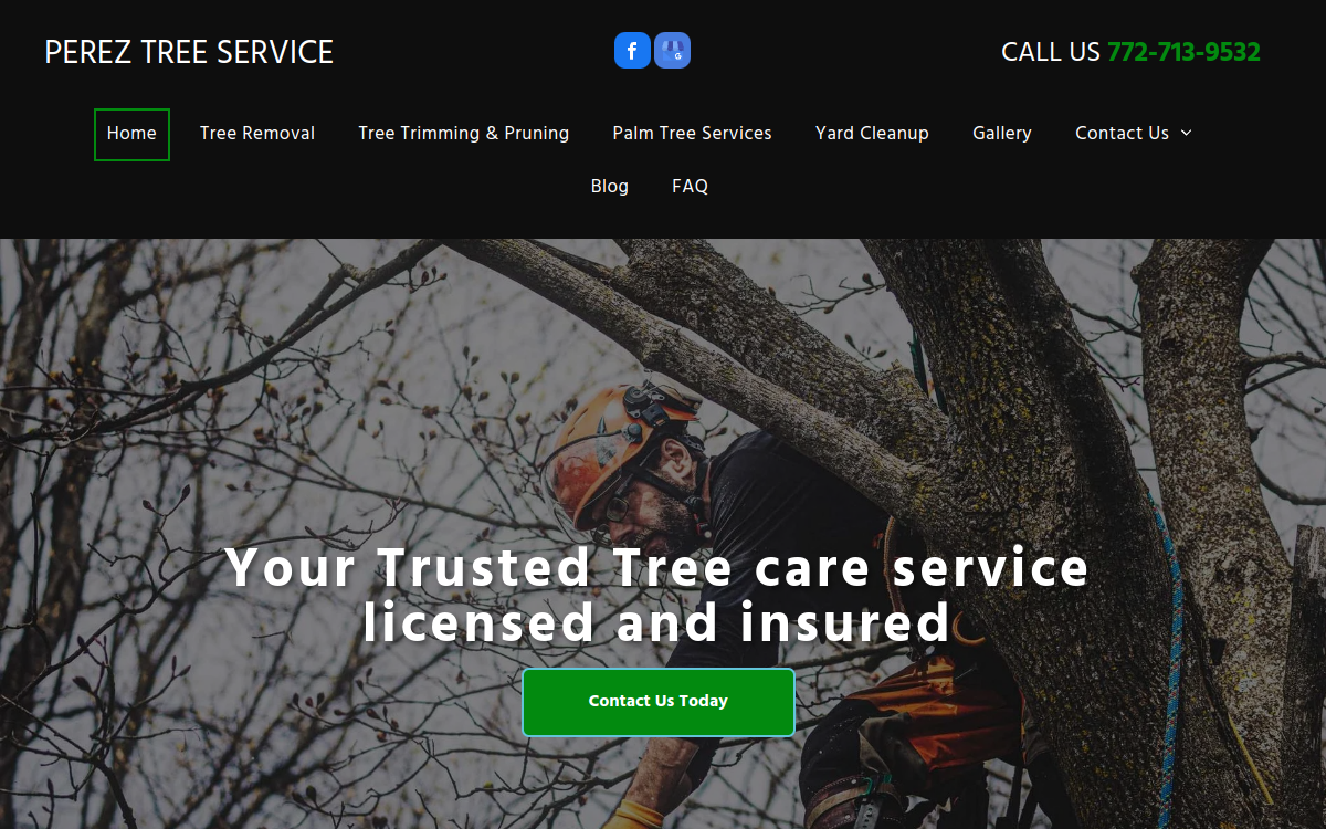 Perez Tree Service website screenshot