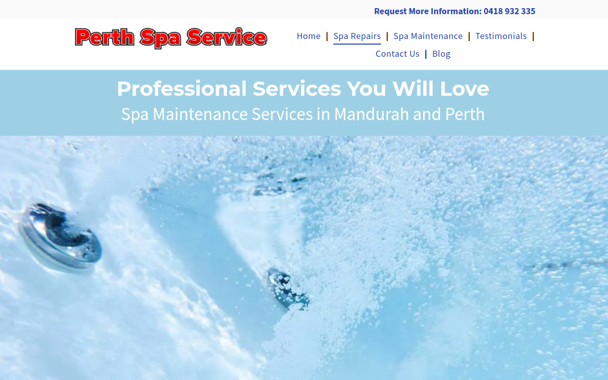 Perth Spa Service website screenshot