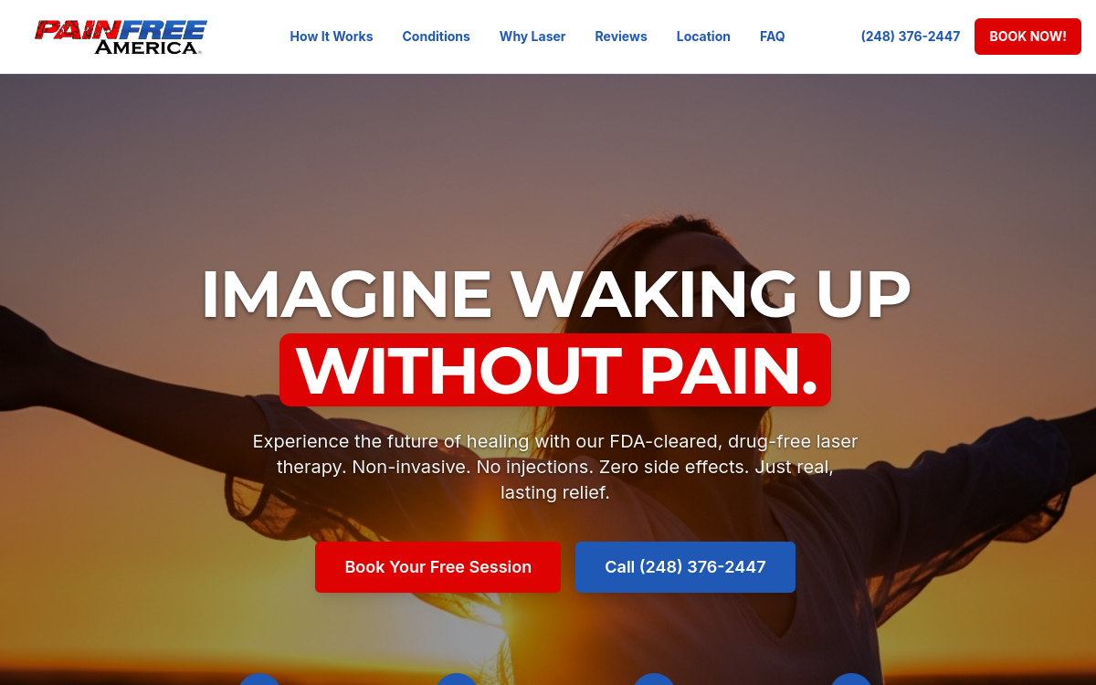 Pain Free America website screenshot
