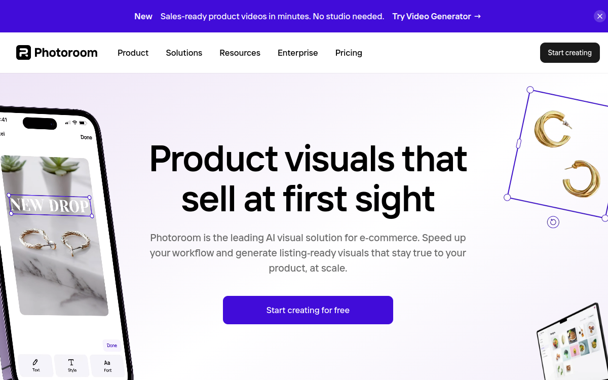 Photoroom website preview
