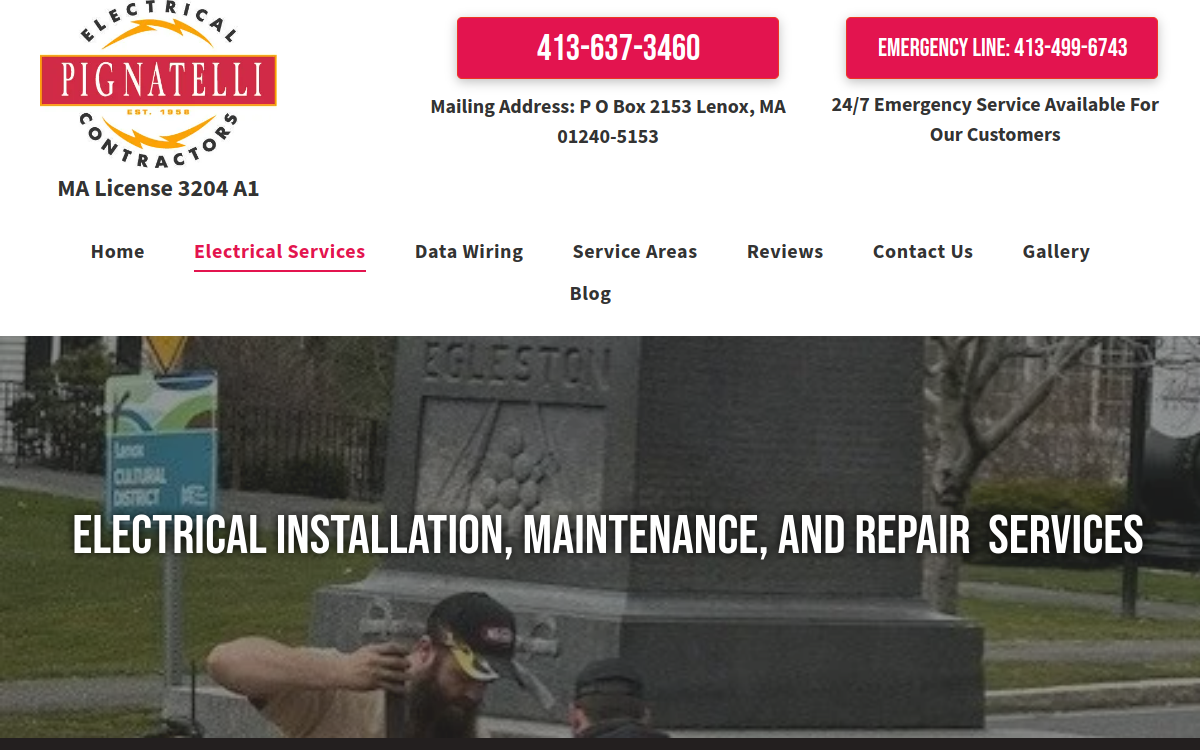 Pignatelli Electrical Contractors website screenshot