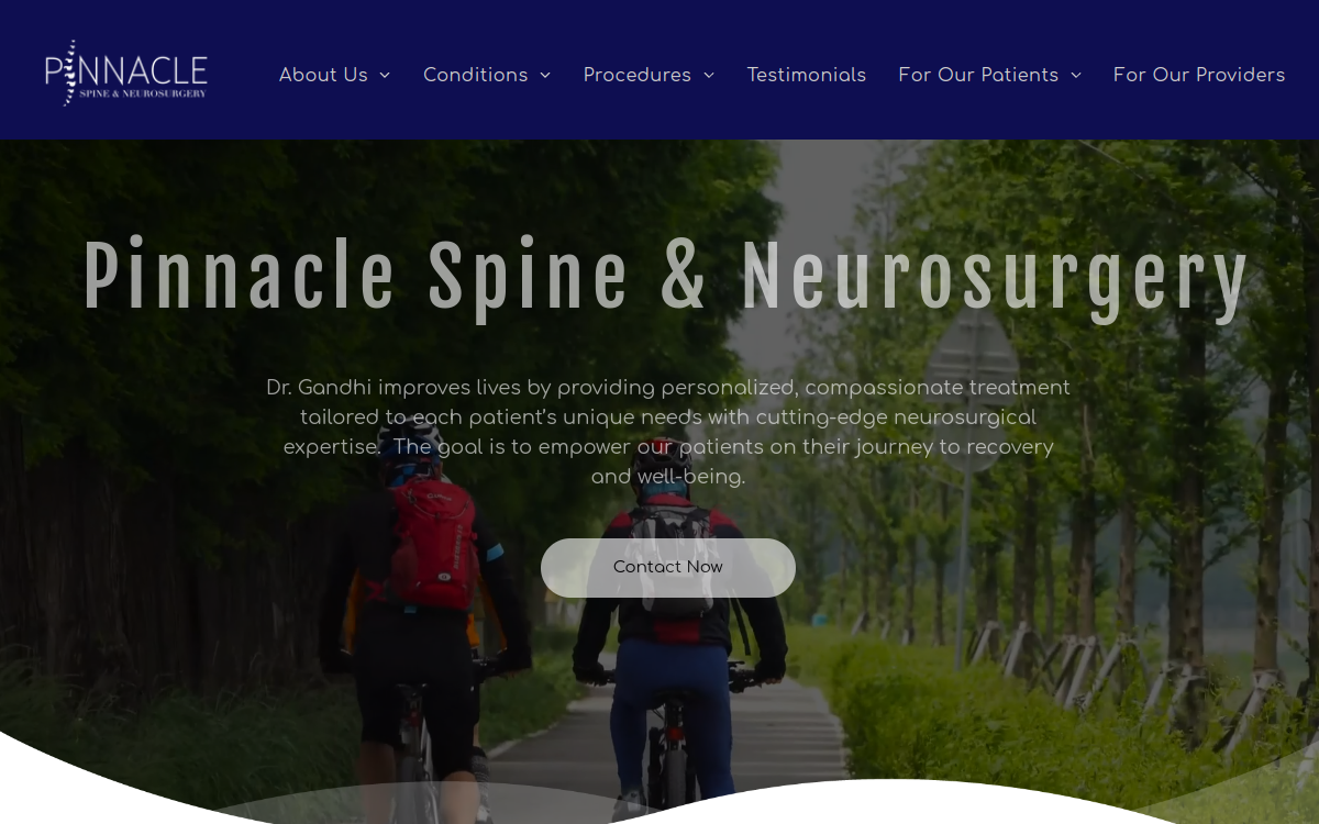 Pinnacle Spine & Neurosurgery website screenshot