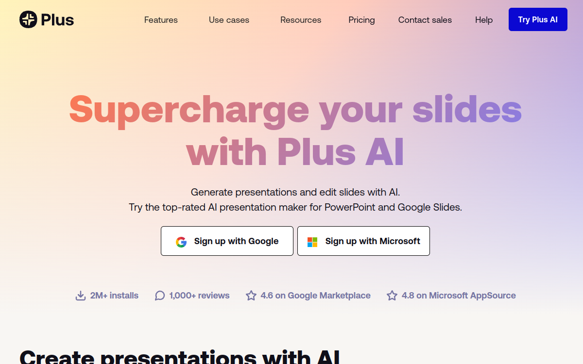 Plus AI website preview