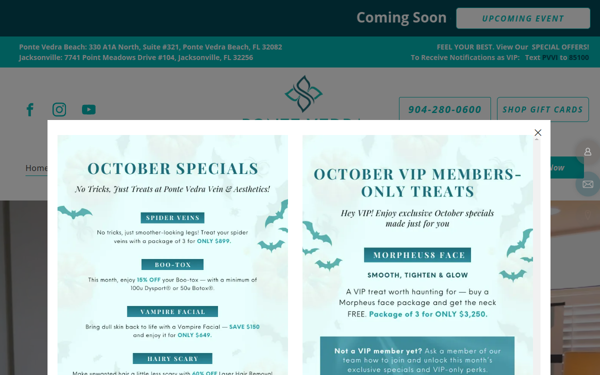 Ponte Vedra Vein Institute website screenshot