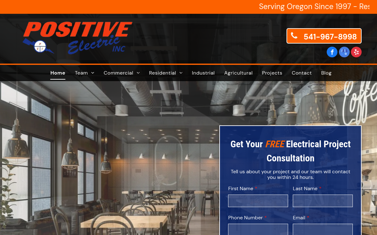 Positive Electric Inc website screenshot