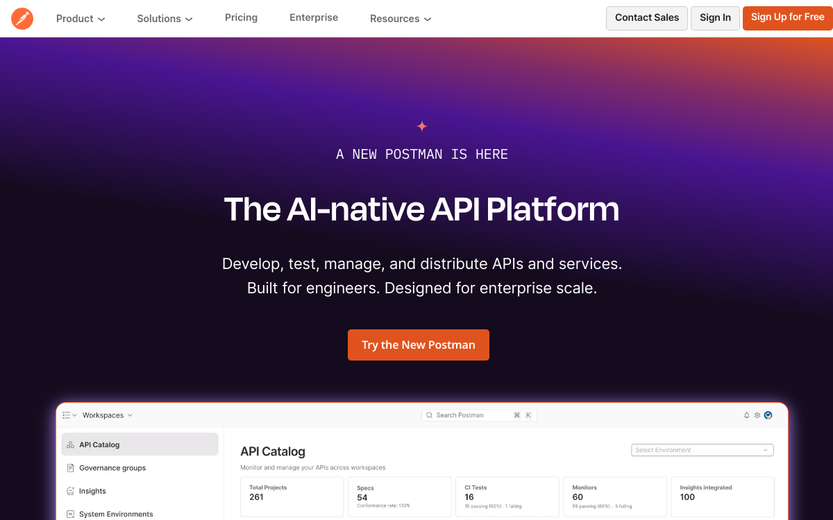 Postman website preview