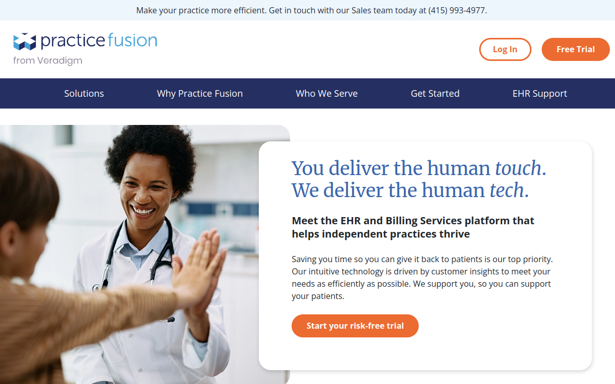 Practice Fusion EHR website screenshot