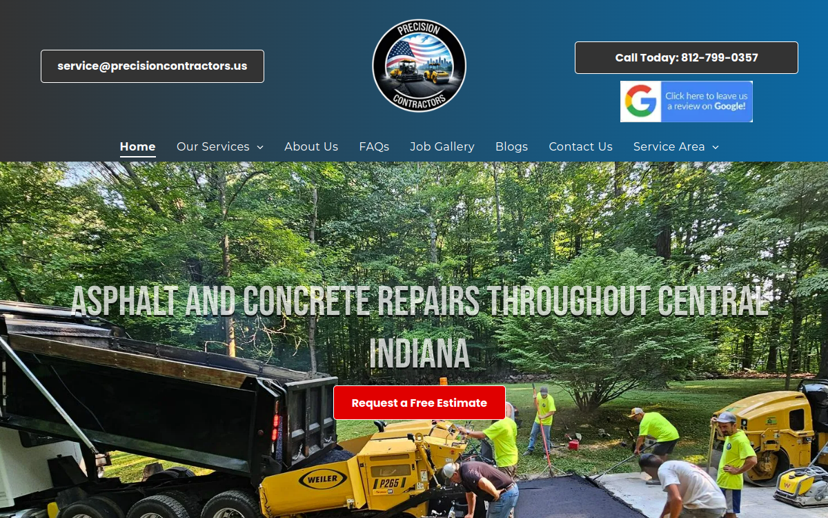 Precision Contractors website screenshot