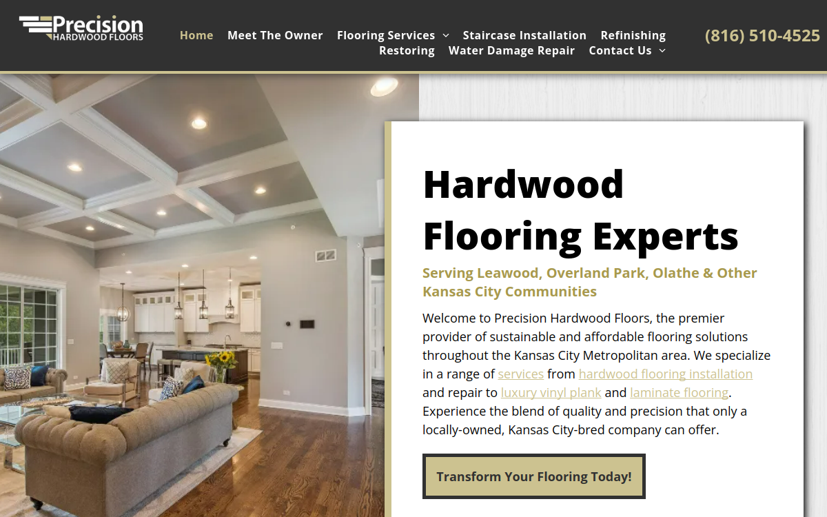 Precision Hardwood Floors website screenshot