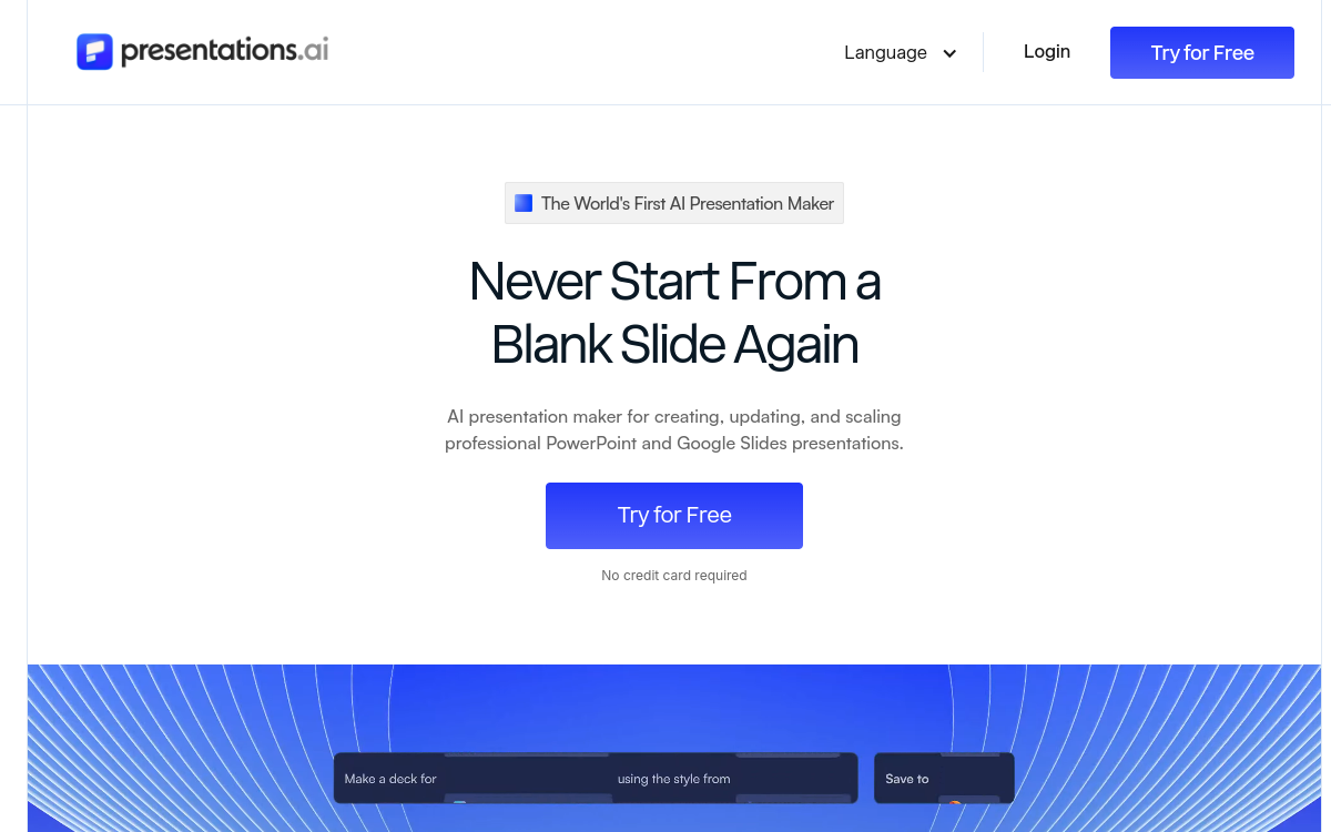 Presentations.ai website preview