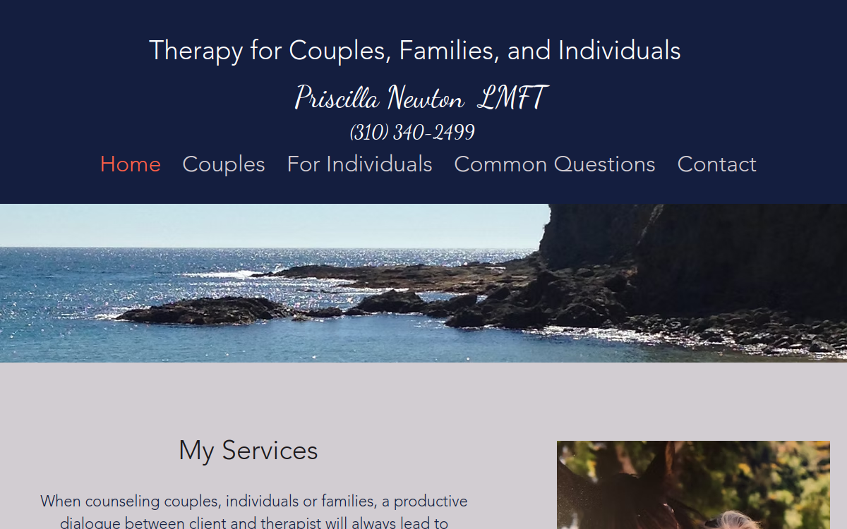 Priscilla Newton LMFT website screenshot