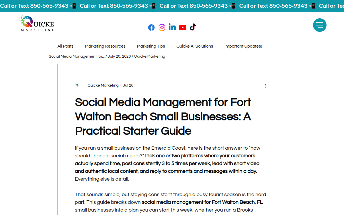 Quicke Marketing website screenshot