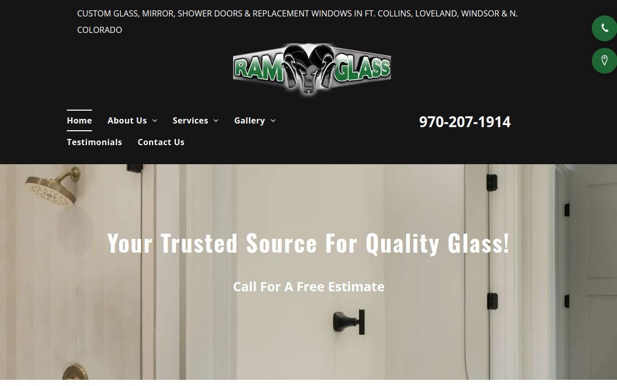 Ram Glass website screenshot