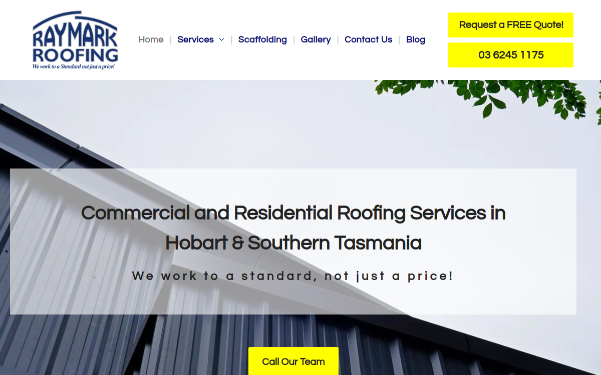 Raymark Roofing Pty Ltd website screenshot