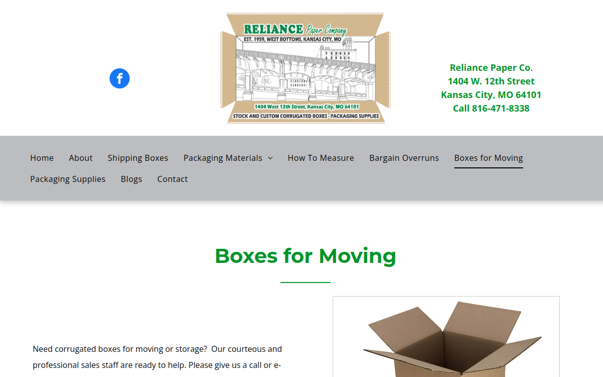 Reliance Paper Co website screenshot