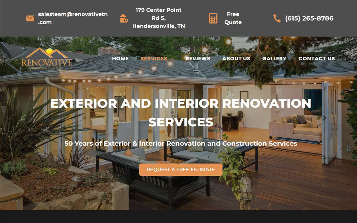 Renovative Building Group website screenshot
