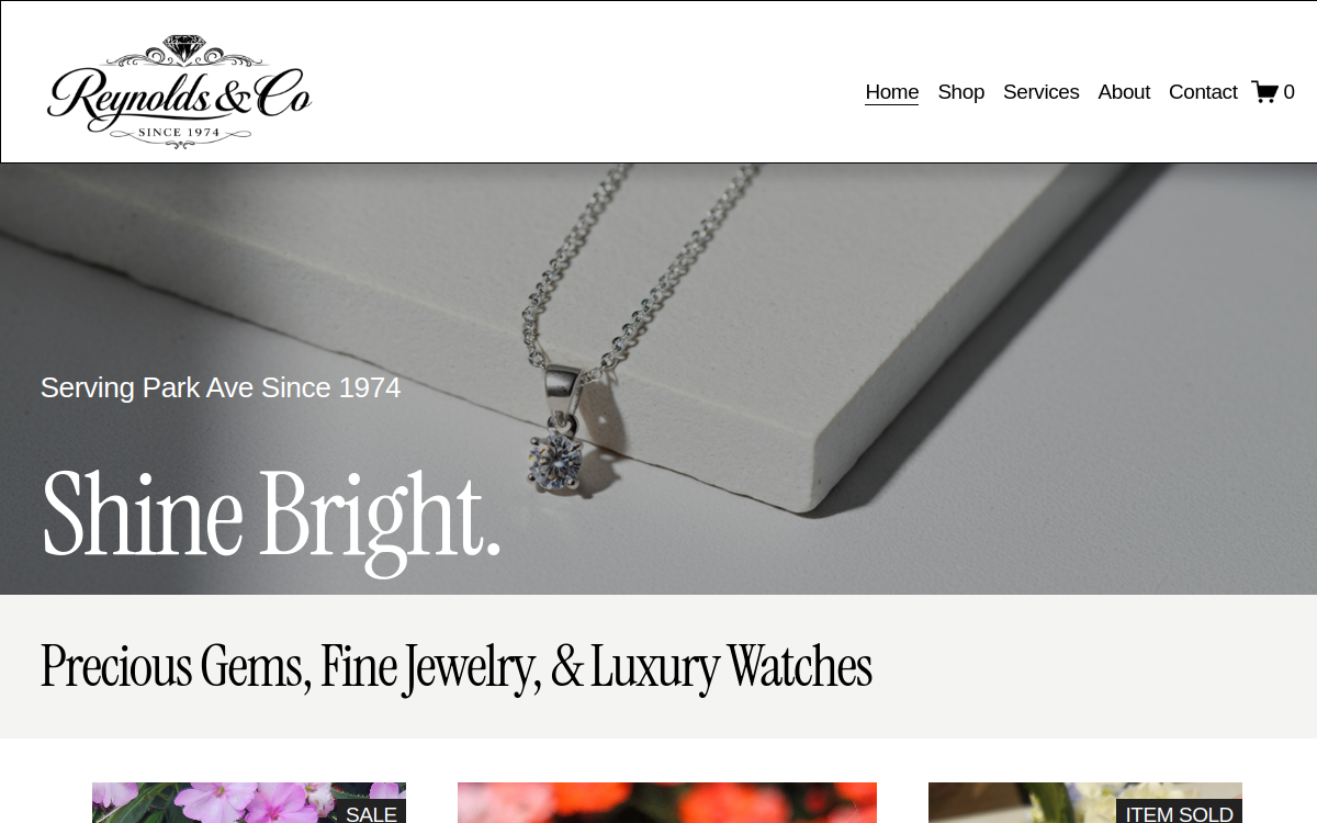 Reynolds & Company Jewelers website screenshot