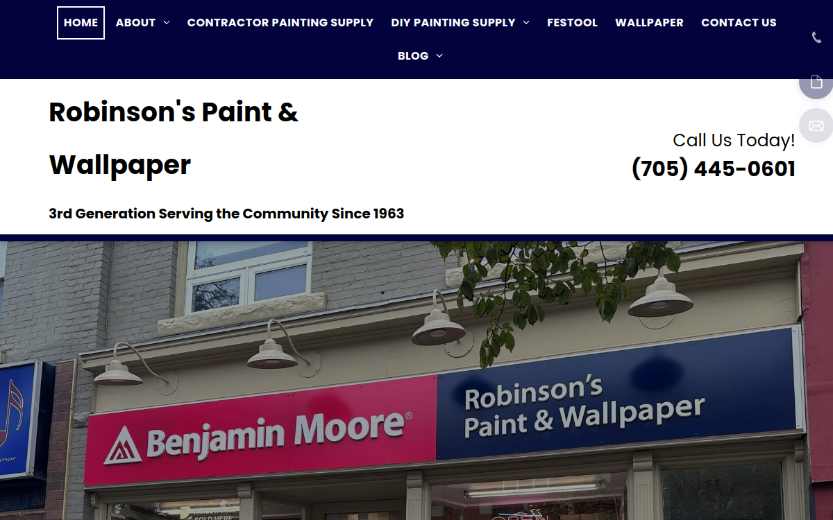 Robinson's Paint & Wallpaper website screenshot