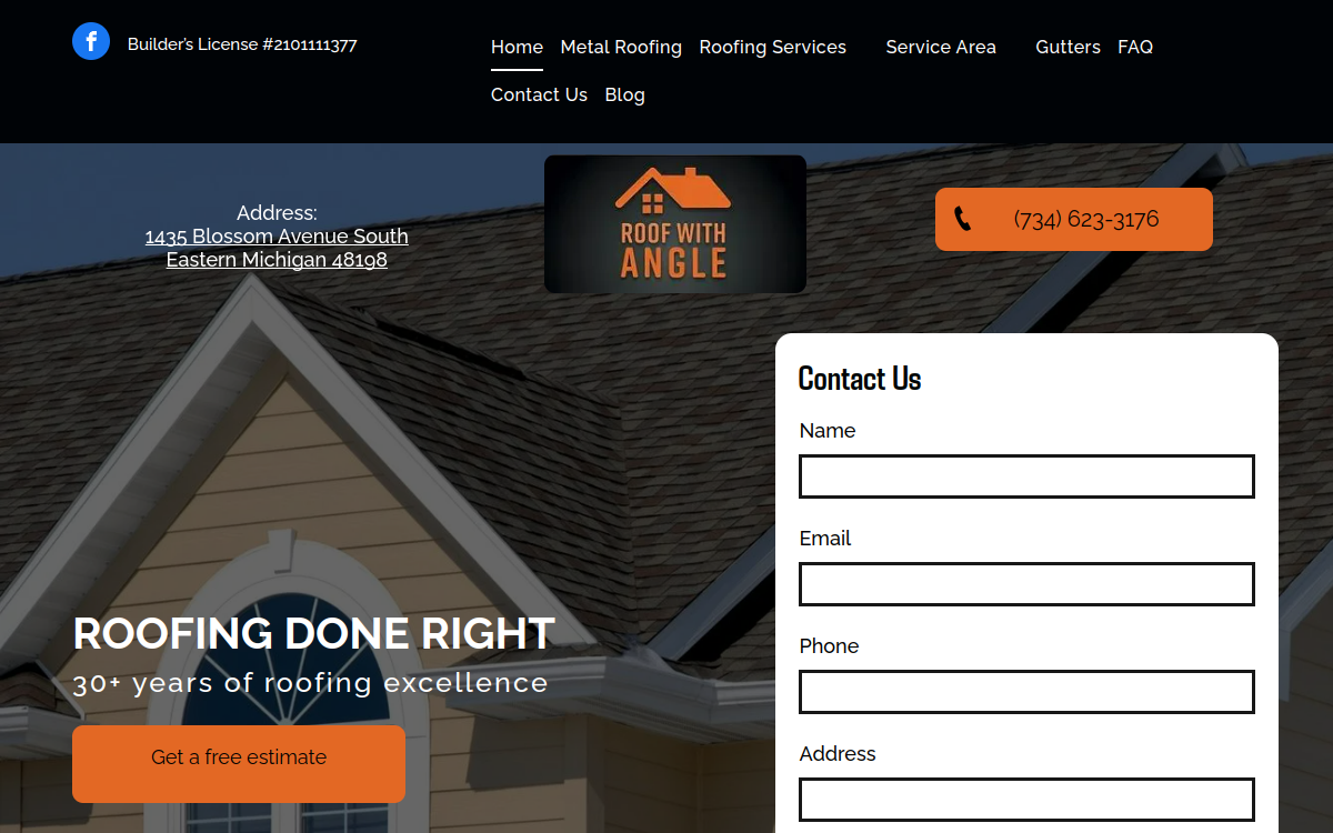 Roof with Angle website screenshot