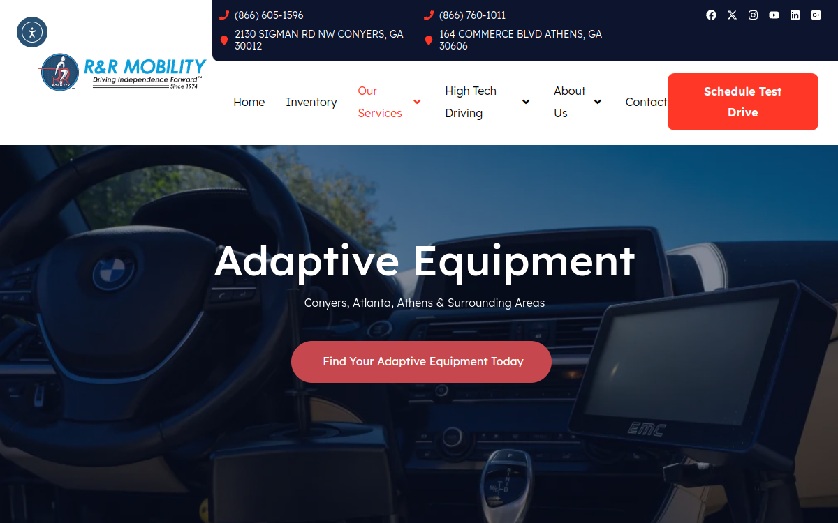 R & R Mobility Van and Lifts inc website screenshot