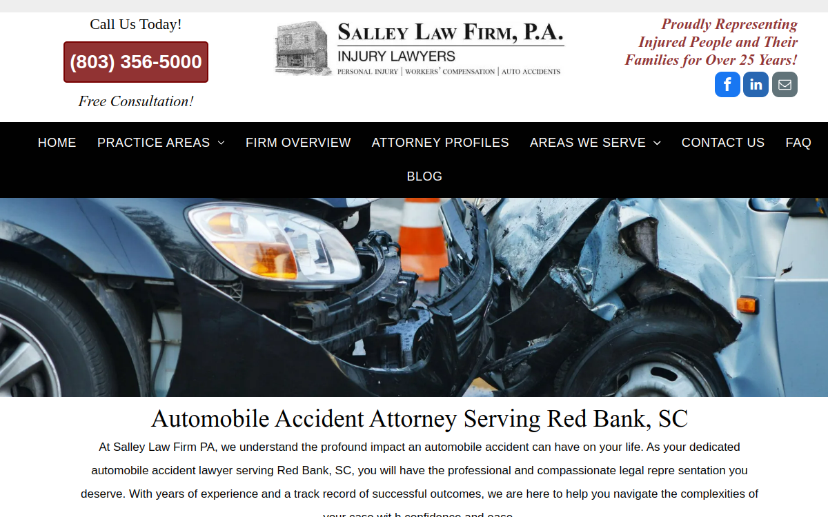 Salley Law Firm, P.A. website screenshot
